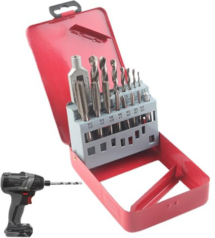Generico Set Maschio e Filiera Metrico - 16 Pezzi Filetti Metrici - Strumenti per Filettatura Meccanica Lavorazione Metalli Manutenzione Impianti Idraulici Elettrici Legno Riparazioni Automobili