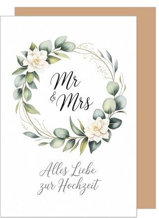 Edition Seidel Premium Glückwunschkarte zur Hochzeit mit Umschlag. Hochzeitskarte Grußkarte Karte für Mann & Frau Brautpaar Vermählung liebe Wünsche (H517 SW025)