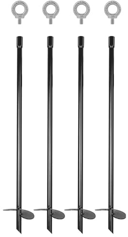 DMX Anker Trampolin Outdoor 4er Set - Erdanker Bodenanker - Garten | Bodenanker zum eindrehen - Schaukelhaken - Erdanker zum eindrehen - Slackline Bodenanker - Erddübel - Pergola Pavillon