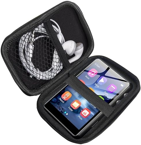 Blueshaweu MP3 Player Tasche Kompatibel für SWOFY MP3 Player 2,4-Zoll M4- Schutzhülle mit Platz für Ohrhörer, USB-Kabel & Speicherkarte – Kompatibel mit ZAQE M4/ SWOFY M4 MP3 Player (Schwarz)