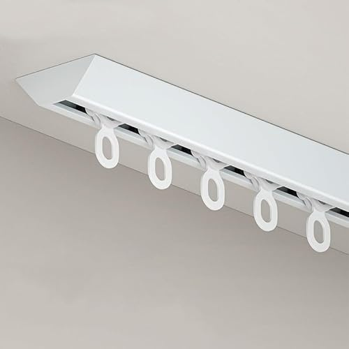 Einzelnes Vorhangschienensystem, Gardinenschiene Aluminium 1-läufig, Decken-Vorhangschiene Mit Stummen Rollen Stark Und Müheloses Gleiten Für Wohnzimmer Zu Vorhängen Gardinen(White,0.5m(1.6ft))