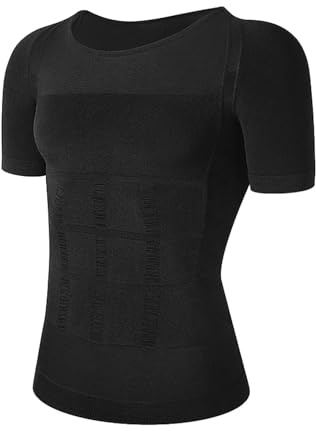 JXHSWDG Kompressionströja Herr Body Slimming Kompressionsskjortor Undertröja Seamless Waist Trainer Muscle Mage Viktminskning Shapewear For Body Shape(Svart,XXL)