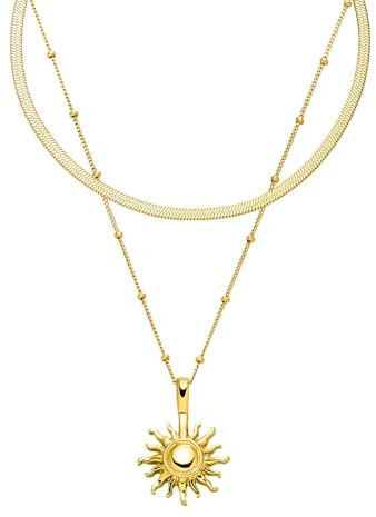 Purelei Molokai Ketten-Set – 2-teiliges Damen Layering Schmuckset mit Ilalo Choker & Sun Kette – Edelstahl, wasserfest, verstellbar 35–55 cm – Gold/Silber/Roségold – Hawaii-inspiriert