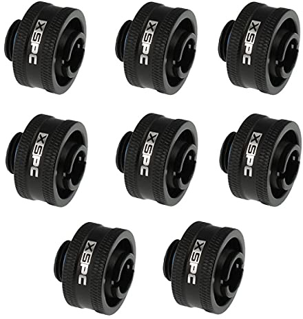 XSPC G1/4 Compression Fitting 1/2 ID 3/4 OD 19/13mm V2 Pack of 8 Matte Black