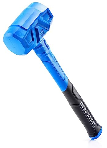 REAL STEEL Schonhammer Rückschlagfrei,1,275 g Totschlaghammer Gummihammer mit Karbonstahl-Kerngriff, stoß- und funkenresistent, 0318