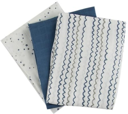 Popolini 3x Mullwindeln Starry Sea 70 x 70 cm, saugstark, waschbar