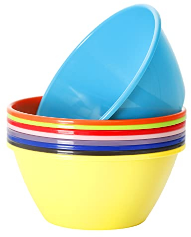 Youngever 9 Pack 2400ML Plastic Mixing and Serving Bowls, Popcorn Bowls, Salad Bowls, Chip and Dip Serving Bowls, Set of 9 (Rainbow)