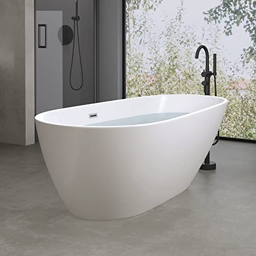 doporro Freistehende Design-Badewanne Vicenza506 neu 167x84x56 cm mit Ablaufgarnitur und Überlauf aus Acryl in Weiß und DIN-Anschlüssen