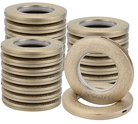 Kinsinder 32Pcs Anneaux à Œillets pour Rideau - Coulissants Silencieux Diamètre Intérieur 40mm - Oeillets à Clipser pour Bricolage de Fenêtre (Café)