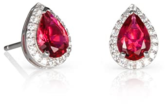 Diamond Treats Ohrstecker in Tropfenform aus 925er Sterling Silber für Damen mit weißen, grünen, blauen oder roten Zirkonia-Steinen, Ohrstecker aus 925er Silber für Frauen