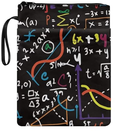 NETILGEN Bunte Formel-Buchhülle mit Reißverschluss, wiederverwendbar, Buchschutz, Taschenbuch, Bucheinband, waschbarer Stoff, Buchhülle mit Tasche, 29 x 22 cm