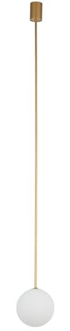 Licht-Erlebnisse Hängelampe klein blendarm G9 rund Ø 16 cm H: 140 cm verstellbar in Gold Weiß Glas Metall Retro Hängeleuchte Küche Esszimmer Wohnzimmer