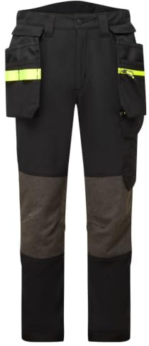 Portwest EV440 EV4 Stretch Detachable Holster Trousers Machine Washable | Black, 36 Waist, EN 14404, Tall Leg, Two Tier Knee Pad Pockets, Multiple Utility Pockets, 2 Side Pockets, Zip Front, Workwear