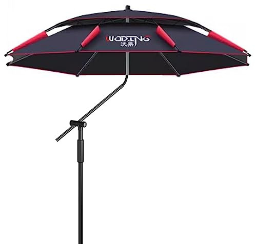 SKINCATE 260/240/220cm Großer Strandschirm, Sonnenschirm Angel Windfest UV-Schutz 50+, Angelschirm Neigbarer Mit Erdspieß, Sonnenschirm Für Reise/Camping/Wandern (Color : Black, Size : 240cm/8ft)