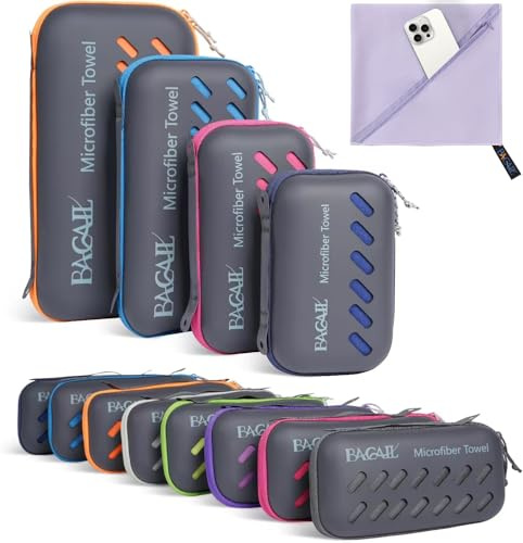 BAGAIL mikrofiberhandduk för resor, perfekt campinghandduk, badhandduk och strandhandduk, snabbtorkande – superabsorberande – ultrakompakt, perfekt för sport, gym, yoga och backpacking