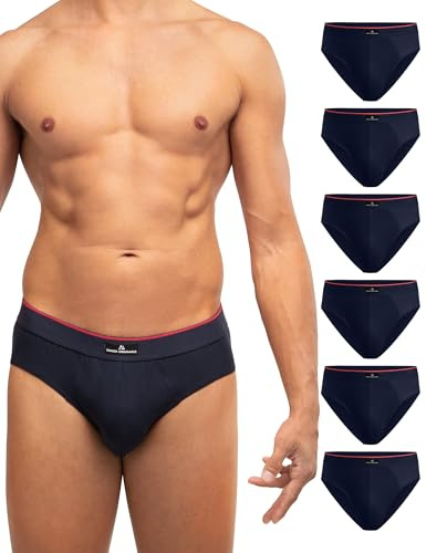 DANISH ENDURANCE Slip Uomo Cotone Premium, Mutande Uomo Comode e Traspiranti, Senza Etichetta, 3 o 6 Paia, Navy/Rosso, L