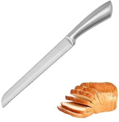 Brotmesser Wellenschliff,Ultrascharf Einteiliges Design Edelstahl-Brotmesser Brotmesser Klein, Rostfreier Edelstahl, 20 cm Klinge, Spülmaschinenfest, ideal zum Schneiden von Brot, Bagels, Kuchen