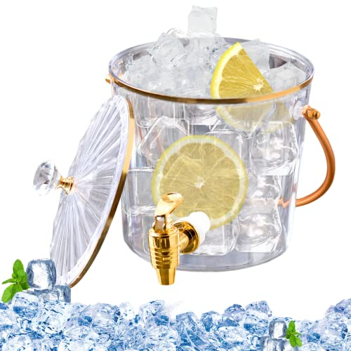 Hintyne Eiskübel mit Deckel Eiskübel mit Deckel Kleiner Eiskühler Eimer Getränkekühler Eimer mit Etikett Wein Eiskübel für Party Zubehör 220 ml 19 x 15,5 cm