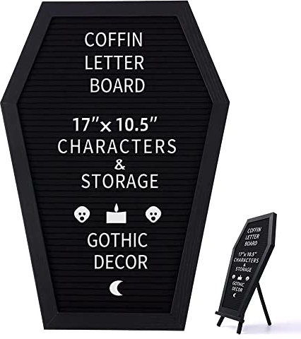 Ohsilv 1Set Schwarzes Filz-Letterboard Gothic Message Board Decor Letterboard mit 340 Weißen Wechselzeichen