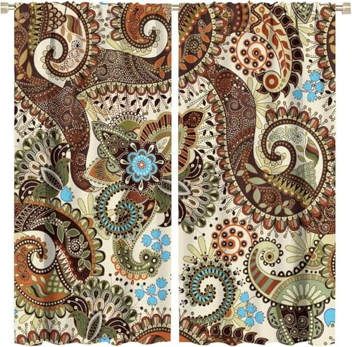 Schattierung Vorhänge Junge Bunte Retro-Blumen 3D Druck 2Er Set Isolierung Schalldichte Kinder Gardinen Blickdicht Mit Ösen Vorhang Fenster Für Wohnzimmer Schlafzimmer Balkon 280X250 cm (B -291933141