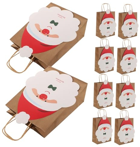 Healeved 10stücke Geschenktüten für Weihnachten Extra Große Aufbewahrungstüten aus Papier Dekorative Papiertüten mit Weihnachtsmotiven für Feste und Geschäfte