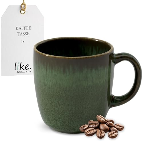 Villeroy & Boch – Lave Vert Kaffekopp, grön, tål maskindisk och mikrovågsugn, för espresso, kaffe och andra varma drycker, handbearbetad stil, reaktiv glasyr, stengods