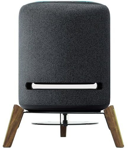 Wooden Stand for Echo Studio and Homepod 2nd/1st Gen Smart Speaker, Stable Desktop Mount for Better Sound and Home Decoration (Black Walnut with Metal Strip)