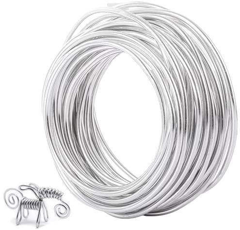 JMIATRY 49.2ft / 15m Aluminium Craft Wire, 5mm Thick Silver Modelling Metal Wire, Flexible Bendable Crafting Wire for DIY Sculptures, Jewelry Making, Wire Weaving and Wrapping