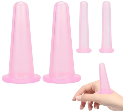 4 Stück Schröpfen Gesicht Silikon Vacuum Cup,Schröpfgläser Silikon Set,Facial Cupping für Muskelentspannung,Blutzirkulation,Eye Massager mit Aufbewahrungsbeutel,Face Cupping