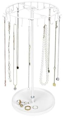 ZHYUAN Smyckesorganisatör i guld, hängande smyckesträd, med krok, för upphängning, smyckesorganisatör, smyckesförvaring för halsband, roterande försäljningsställ, lämplig för halsband och armband
