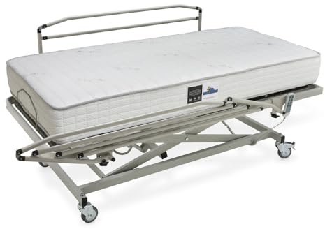 EL REY DE LAS CAMAS Cama Hospital + barandillas Plegables + Carro Elevador + Colchón Medical 90 x 190 (Envío a Domicilio con Montaje Incluido)