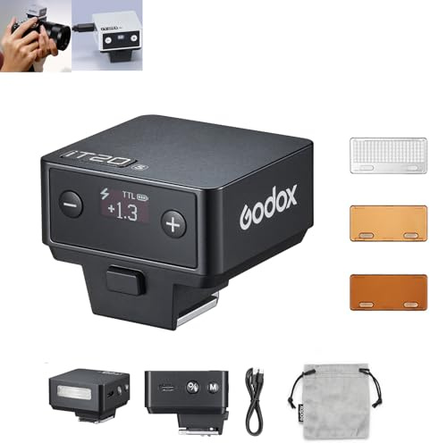 Godox IT20 S IT20S Mini Camera Flash for Sony, TTL Godox Flash,700+ Full Power,1.5s Recycle Time,USB-C Charging, with Magnetic Diffuser & Filter -Black