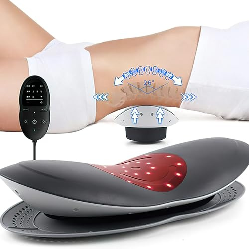 Lumbar Traction Massager - Electric Inflatable Back Stretcher Device - Auto Shut-Off Lower Back Device Stretcher Cushion with Heat Function & Adjustable Intensity for Vibrating Massage and Warm Waist