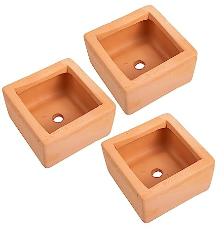 UPKOCH 3 Piezas Maceta Cuadrada de Cerámica Roja para Plantas Suculentas de Macetas de Contenedor para Flores de Interior y Exterior Decorativa y