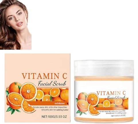 Scrub viso illuminante alla vitamina C, scrub esfoliante delicato per il viso per detergere, illuminare e idratare la pelle, restringere i pori, uniformare il tono, ammorbidire la pelle (1pcs)