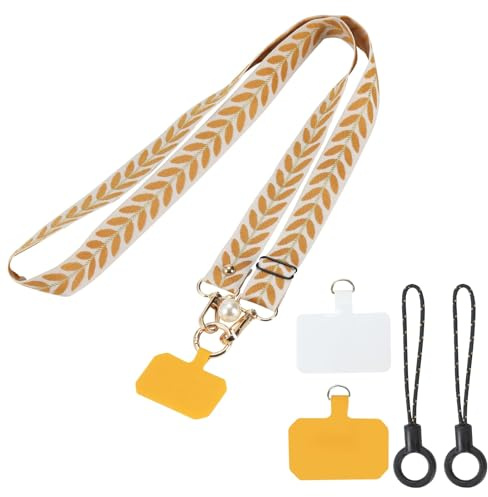 BUZUYIWAR Cordon Telephone Portable Tour de Cou Téléphone Portable Universelle Dragonne avec 2 Patchs Réglable Collier Lanière en Bandoulière solide Compatibles avec Plupart des Smartphones en Nylon