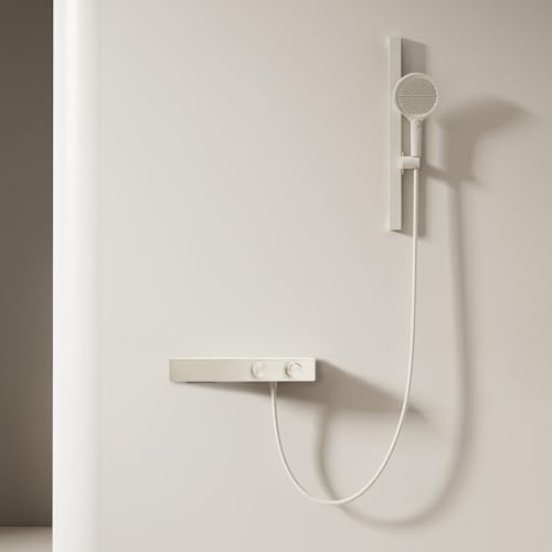 XJTNLB Grifo Ducha Monomando con Barra Ducha Pared Grifo Bañera Cascada Leche Blanca Grifos Duchas de Baño Modernos