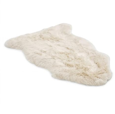 Luxury Genuine Sheepskin Rug – 100% Real Wool Natural Soft Silky Fluffy Hide, Premium Sheepskin Throw for Bedroom, Sofa or Floor, Warm & Breathable Home Décor Accent (90 x 60 cm) (Beige)