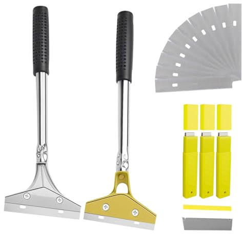 SGZIOO 2 Stück Tapetenschaber, 4'' Tapetenentferner Set, Tapeten Entfernen mit Gummigriff, 30 Ersatzklingen und Schutzhülle, Tapetenspachtel für Wandfarbe, Bodenfliesen-Kleber und Etiketten