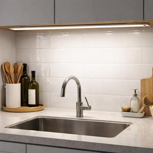SOAIY 80CM LED dimmbare Unterbauleuchte Küche Lampe 6600mAh wiederaufladbar | Schrankbeleuchtung mit Bewegungsmelder 3 Lichtwärme magnetische Lichtleiste für Küchenschrank Kleiderschrank Regal Bad