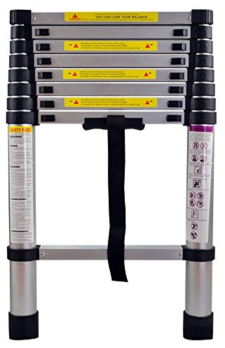 HENGMEI 2.6m Scala Telescopica in Alluminio Scala Pieghevole Portatile Scala Retrattile Estensibile per Casa, Ufficio