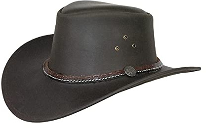 Black Jungle Beagle läderhatt, västerländsk hatt, australienhatt, cowboyhatt, BRUN, S