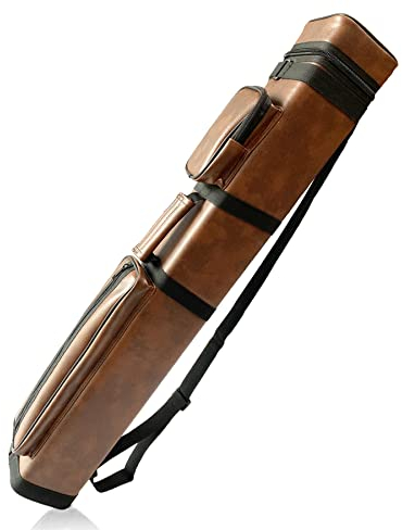 JTVTW Billardqueue-Tasche, 3 x 6, Kunstleder, harte Queue-Tasche für 3 Butts und 6 Schäfte, Braun
