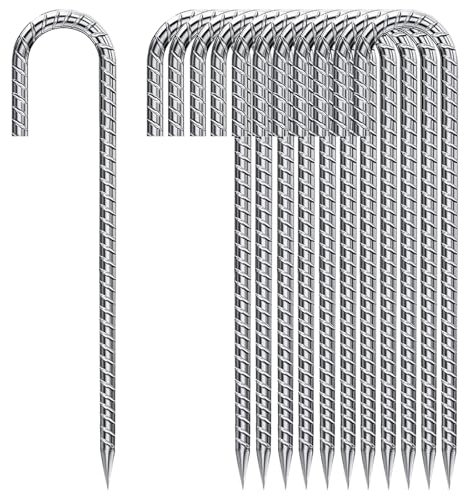 Erdspieße, 30,5 cm, J-förmig, Bewehrungsstäbe, strapazierfähig, für Garten, Hundezaun, aufblasbare Camping, Bewehrungsstäbe für Hühnerstall, Zubehör, 30,5 cm, 20 Stück