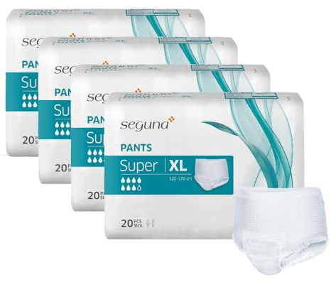 SEGUNA Pants Super, Inkontinenz Pants, Windelhosen für Erwachsene, Frauen, Männer, Inkontinenzhosen bei Blasenschwäche (XL (Sparpaket 4 x 20 Stück))