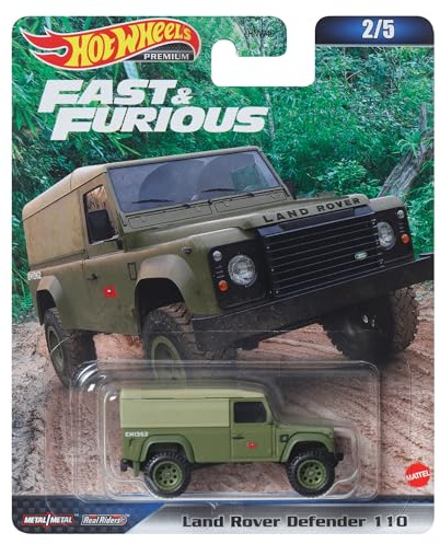 Hot Wheels Fast and Furious Auto Land Rover Defender 110 Modell Die Cast Maßstab 1:64 - Länge 7cm, grün, HKD26
