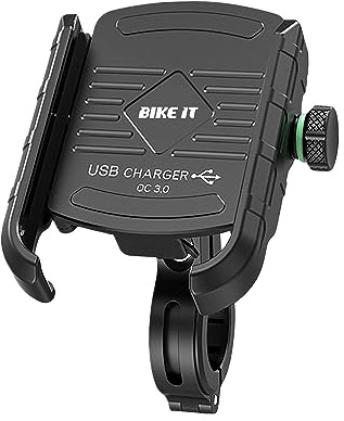 BIKE IT Motorcycle Phone Charger Holder Cradle 36W Max Fast Charge + USB QC3.0 Output