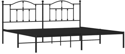 vidaXL Sängram med huvudgavel metall svart 200x200 cm, säng, metallsäng, metall sängram, sängar, metallsängar, metall sängramar, gästsäng, gästsängar