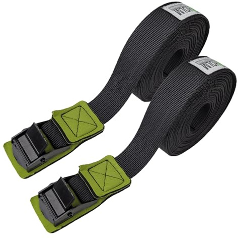 TRUTZHOLM Spanngurt mit Kratzschutz 2 m / 4 m Länge 25 mm Breite Neoprenpolsterung oder Gummischutzkappe Klemmschloss Spanngurt für Fahrrad Motorrad Gepäck 2er Set (Neoprenunterlage, 4 Meter)