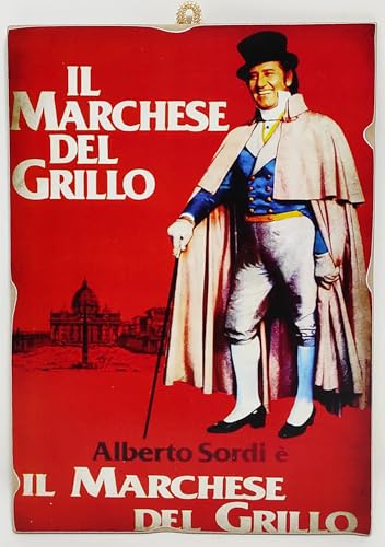 KUSTOM ART QuadroSerie Locandine Film Famosi Attori Italiani Il Marchese del Grillo Alberto Sordi Stampa Laser su Legno MDF 25x18 cm